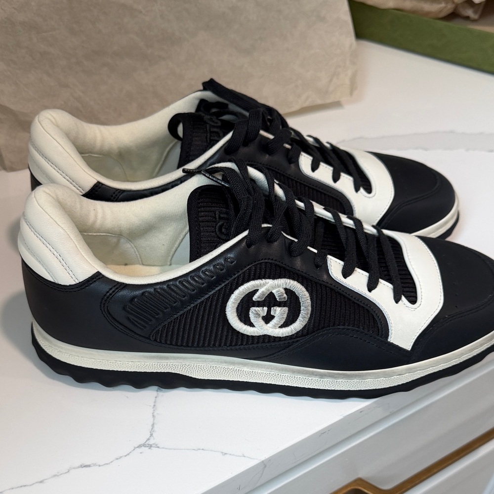 New Gucci Mac 80 Men's Black and Cream Sneakers